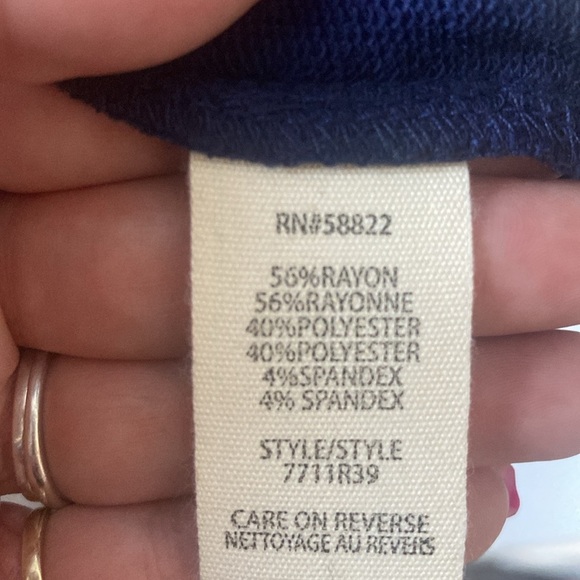 Max Studio Weekend Women’s Shirt Navy Blue White Stripes Shortsleeve Sz L NWT - Picture 7 of 8